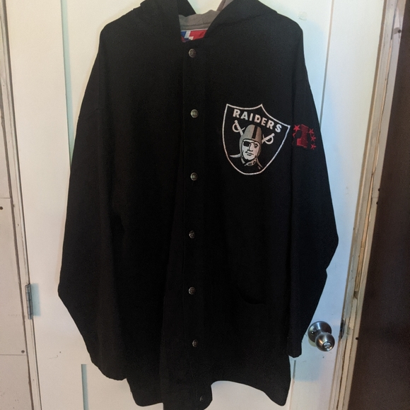 Vintage 90s Pro Player Oakland LA raiders coat jacket size L fits big - Picture 5 of 10
